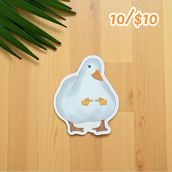 Shy Pointing Duck Vinyl Sticker – Approx. 2 3/4” - Picture 1 of 1
